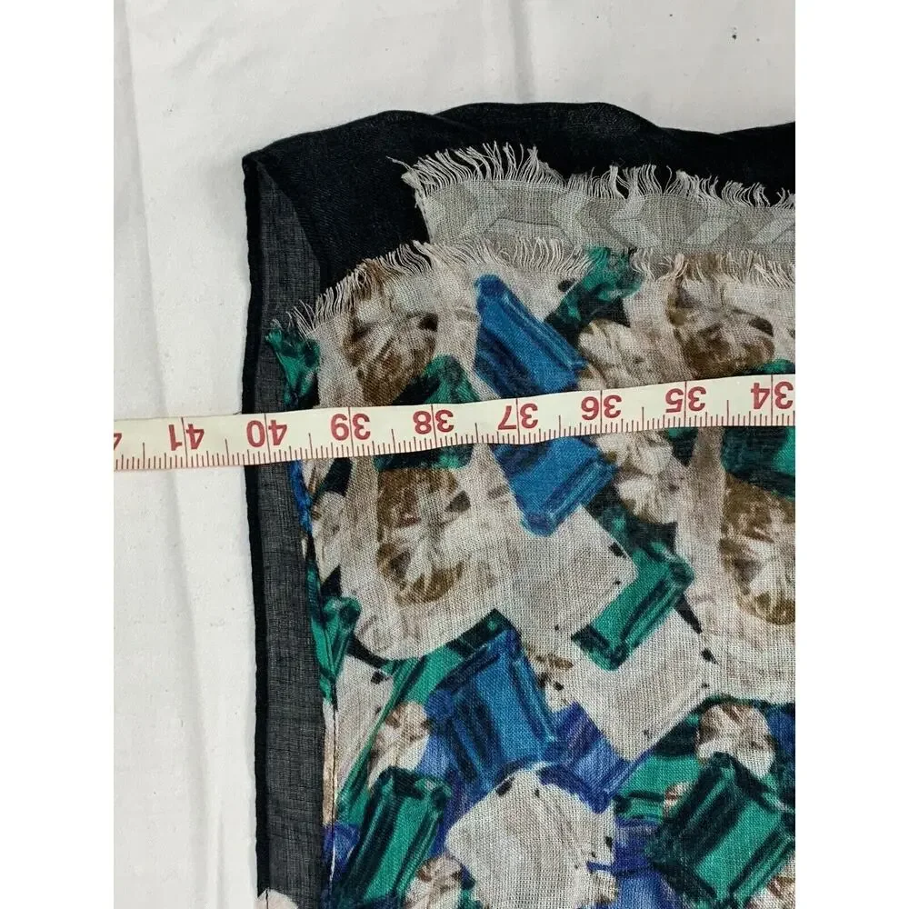 Twelfth Street Cynthia Vincent Rectangular Long Scarf Black/ Blue Saks 5th Ave